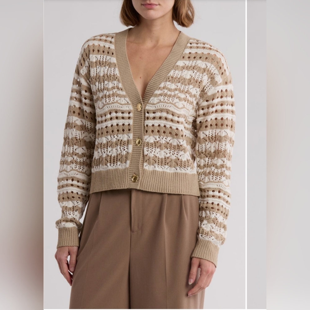 #150 Laundry by Shelli Segal Open stitch button down Cardigan